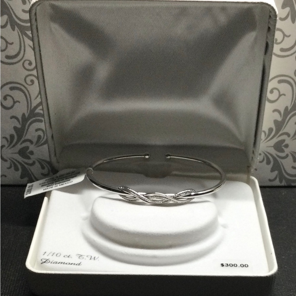 Sterling Silver & Diamond Bangle NWT